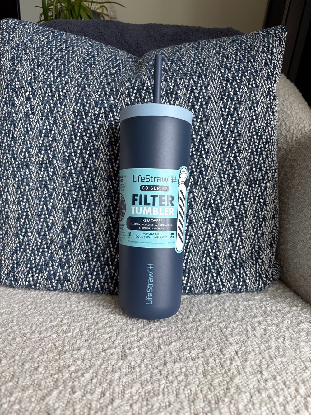 LifeStraw 18oz Go Series Water Filter Tumbler~ Color Aegean Sea